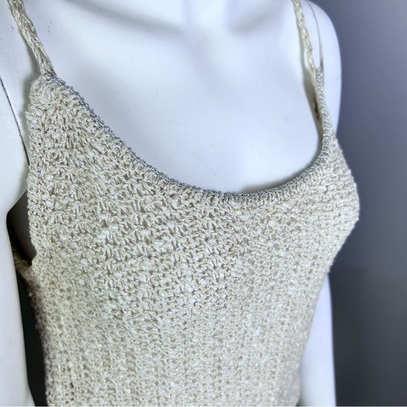 Vintage Cardigan Sweater Size Large twinset Irish Linen Crochet knitted metallic - Picture 13 of 16